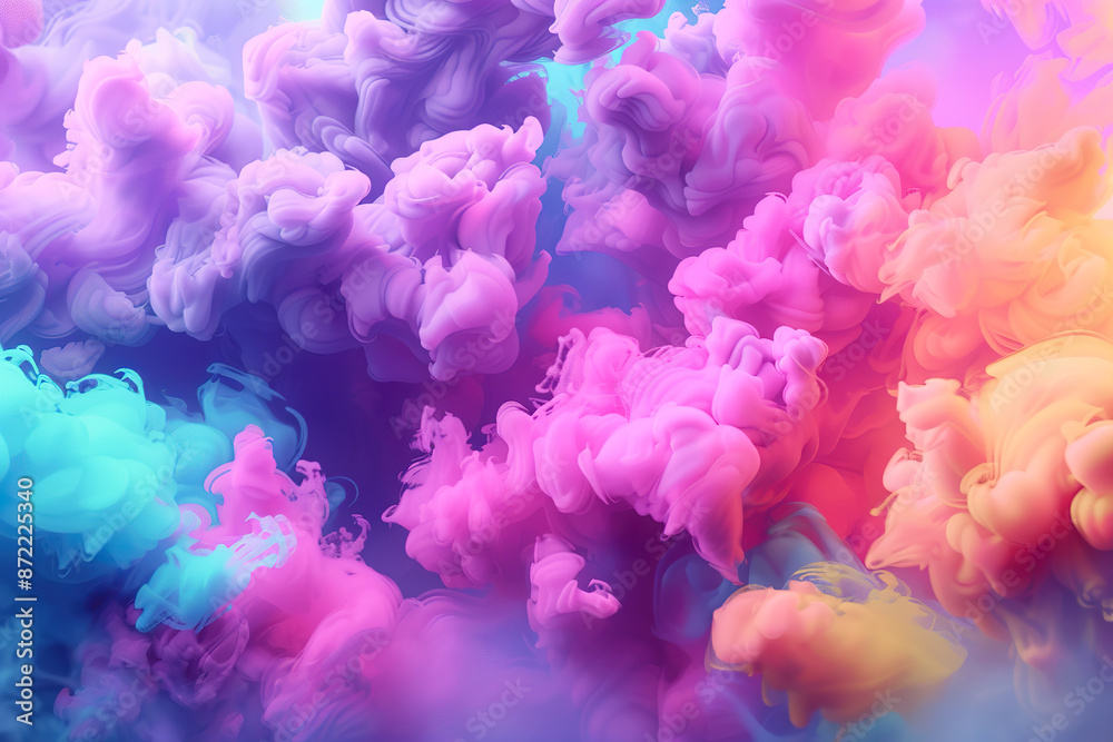A colorful smokey background with a rainbow of colors, generative ai image.