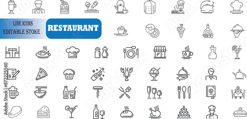 Restaurant Line Editable Icons set.