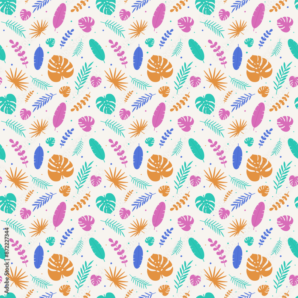 Summer pattern with tropical leaves. Holiday background. Vector illustration Summer pattern with tropical leaves. Holiday background. Vector illustration