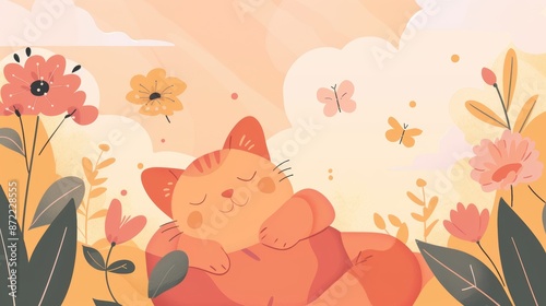 cat among flowers