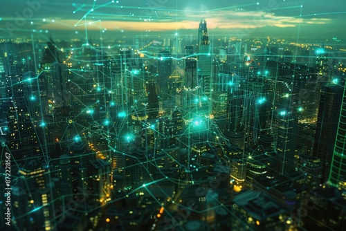 Future smart cities with advanced 5G communication and networking.