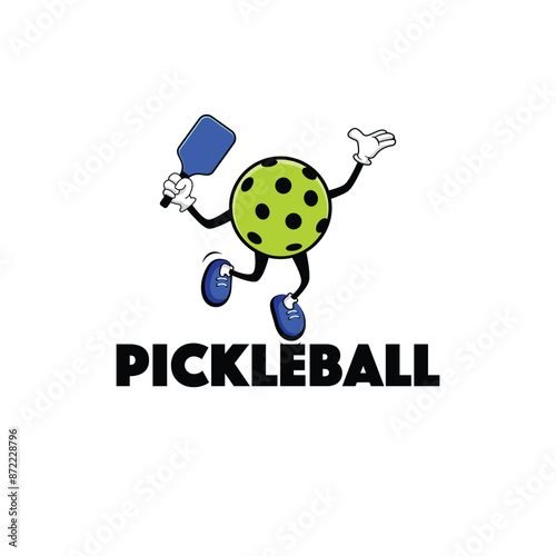 pickleball with racquet in hand logo vector