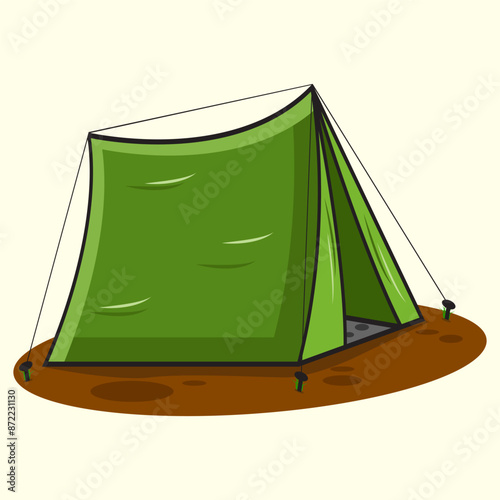 green camping tent on a white background