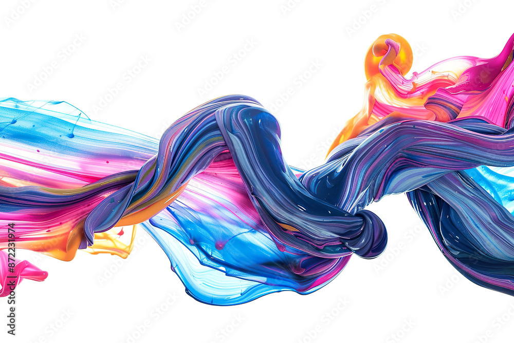 A colorful, flowing line of paint on a white background, generative ai image. A colorful, flowing line of paint on a white background, generative ai image.