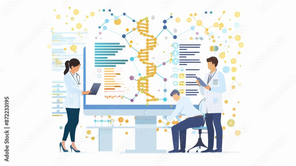 Fototapeta premium Medical Professionals Analyzing Genetic Data
