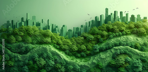 Illustrations of the earth with cities and landscapes, in the style of cartoon illustrations, 2d game art, industrialization, and cartoon style. #872233515