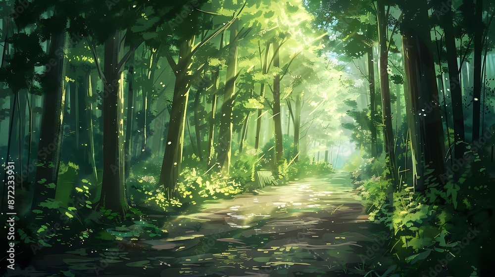 Fototapeta premium Sunlit Forest Path
