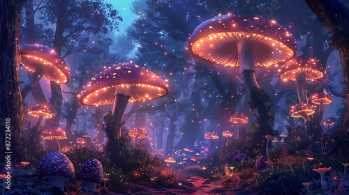 Enchanted Forest with Glowing Mushrooms