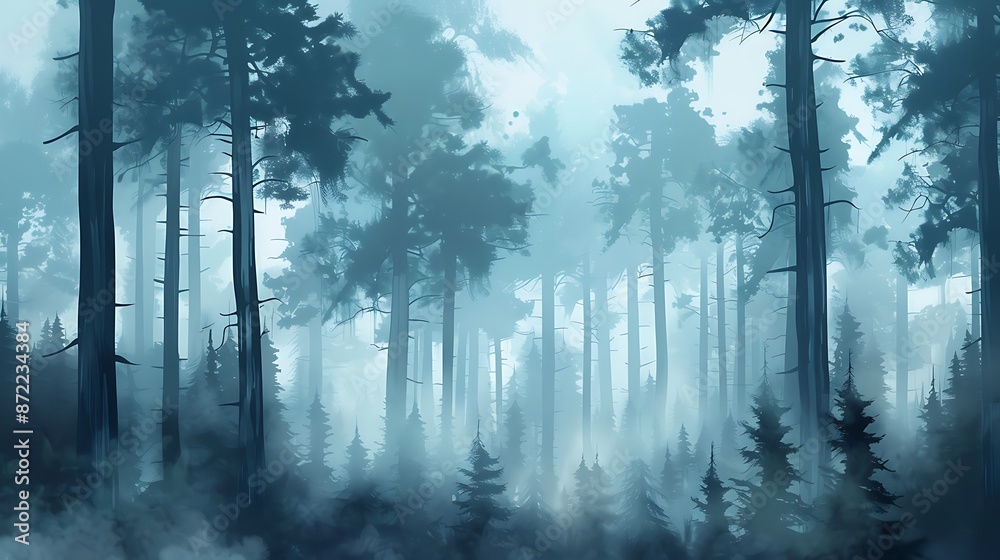 Naklejka premium Mystical Foggy Forest