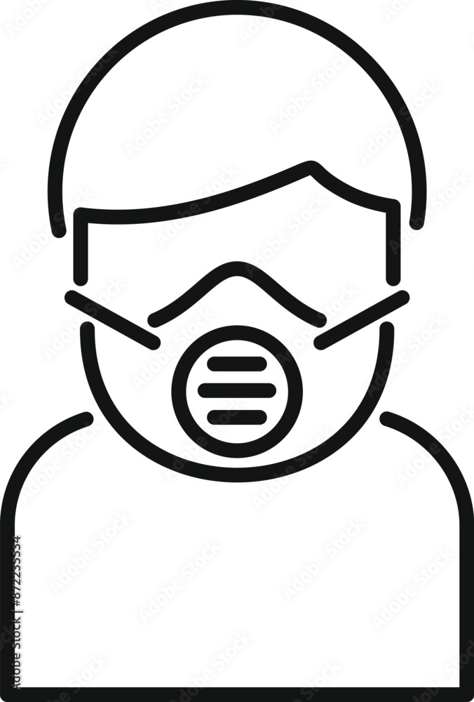 Man wearing protective mask icon, outline style