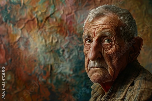 Portrait of Elderly Man with Thoughtful Expression © KerXing