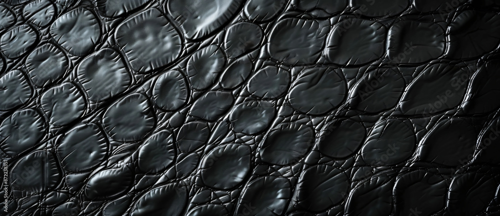 Black crocodile leather texture background, close-up
Black crocodile leather texture background, close-up