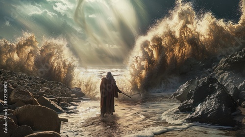 Moses parting red sea, Exodus of the Bible photo