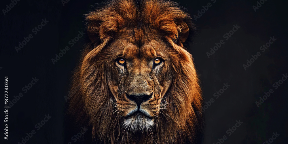 Fototapeta premium A lion is looking at the camera