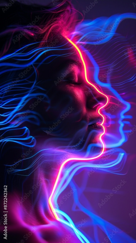 High-resolution image with professional color grading featuring a dynamic vibrant abstract portrait High-resolution image with professional color grading featuring a dynamic vibrant abstract portrait