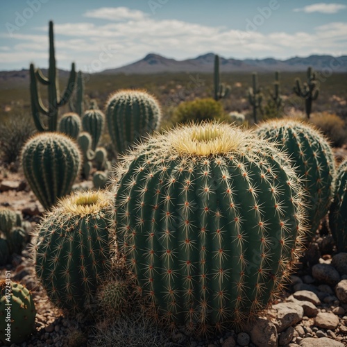 Sunlit Guardian: A Tall Cactus Standing Proud in the Desert
 photo