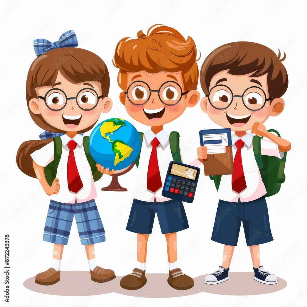 Joyful vector illustration of friends, a group of children in school ...