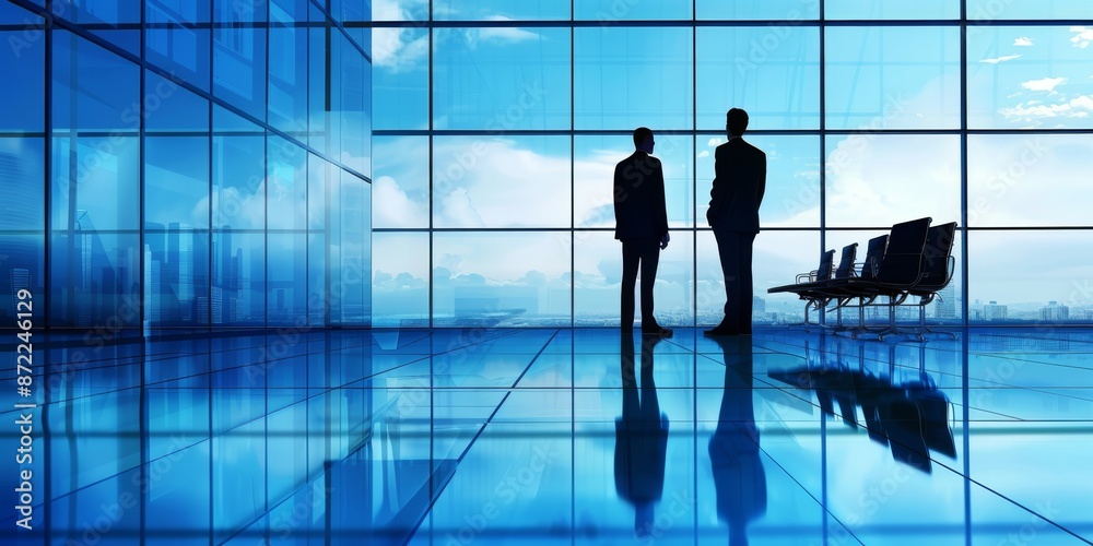 Two executives having a strategic discussion in a boardroom setting. Two executives having a strategic discussion in a boardroom setting.