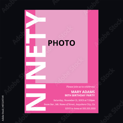 Photo Ninety Birthday Party Invitation