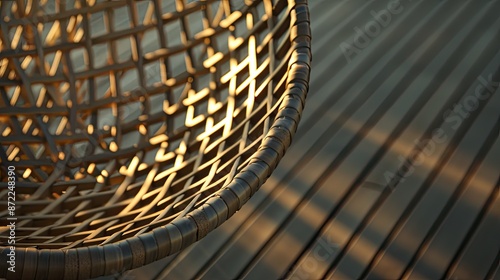 A detailed image of a wooden bowl woven with intricate detail, showcasing the craftsmanship of the maker