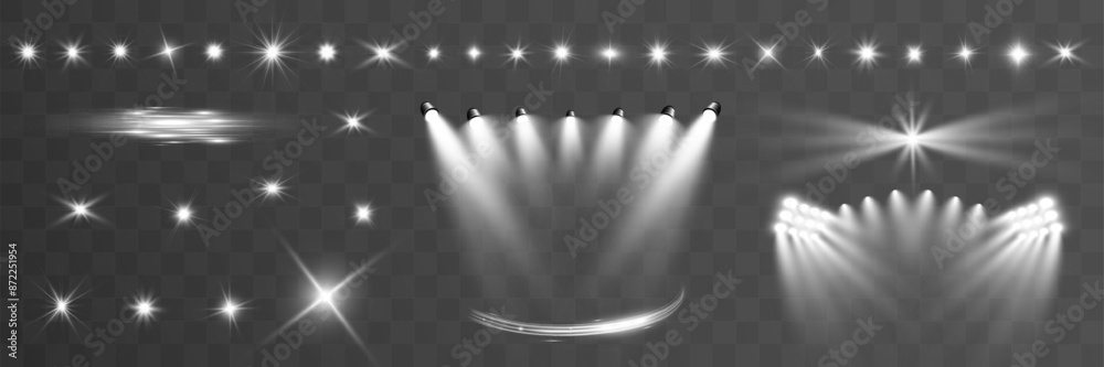 Obraz premium Light wave shine spotlight effect,vector glow line sparkle shine. Silver wavy effects. 