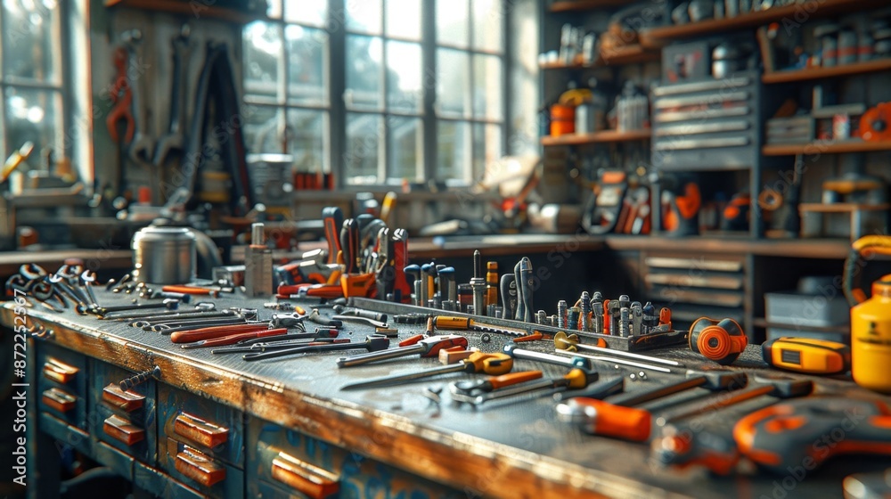 A well-organized and fully equipped tool workshop - Generative AI A well-organized and fully equipped tool workshop - Generative AI
