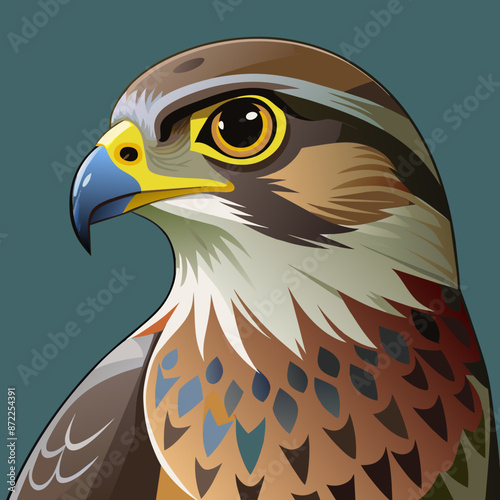 Sharp-shinned Hawk Vector Art Detailed Wildlife Illustration photo