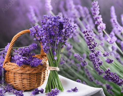 Lavender flowers closeup. Composition of nature photo