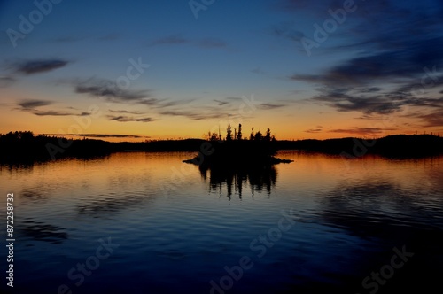 Sunset on Saganagons Lake, Quetico Provincial Park, Ontario photo