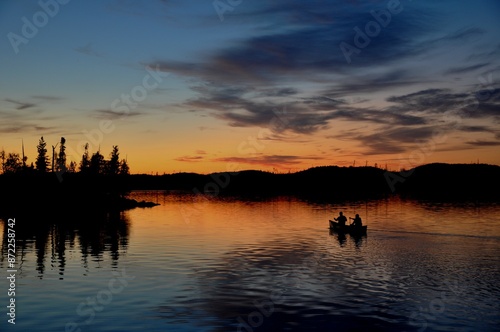 Sunset on Saganagons Lake, Quetico Provincial Park, Ontario photo