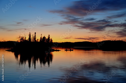 Sunset on Saganagons Lake, Quetico Provincial Park, Ontario photo