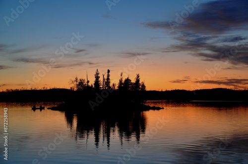 Sunset on Saganagons Lake, Quetico Provincial Park, Ontario photo