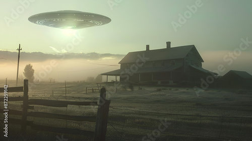 UFO Hovering Over A Ranch Farm Aspect 16:9