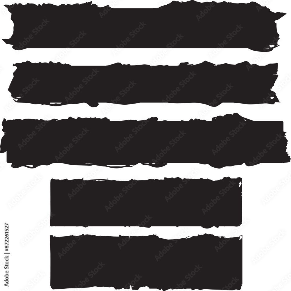 Jagged rectangle shape black ripped paper sheet with scratch grunge frame Jagged rectangle shape black ripped paper sheet with scratch grunge frame