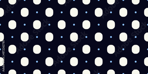 Black background white pattern abstract checkered design. Oval shapes seamless texture. Creative round check effect modern geometric fabric print. Contemporary graphic art decorative fashion textile.