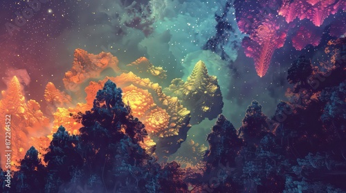 Wallpaper Mural Digital artwork of a colorful nebula in a surreal cosmic setting. Generative AI Torontodigital.ca