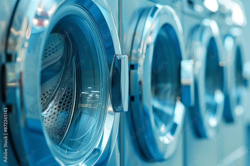 Close up of modern washing machine with intelligent control panel for efficient laundry management