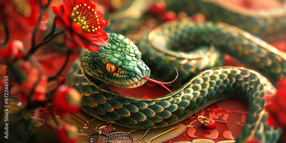 Obraz premium Chinese New Year sumbol: Green Wooden Snake