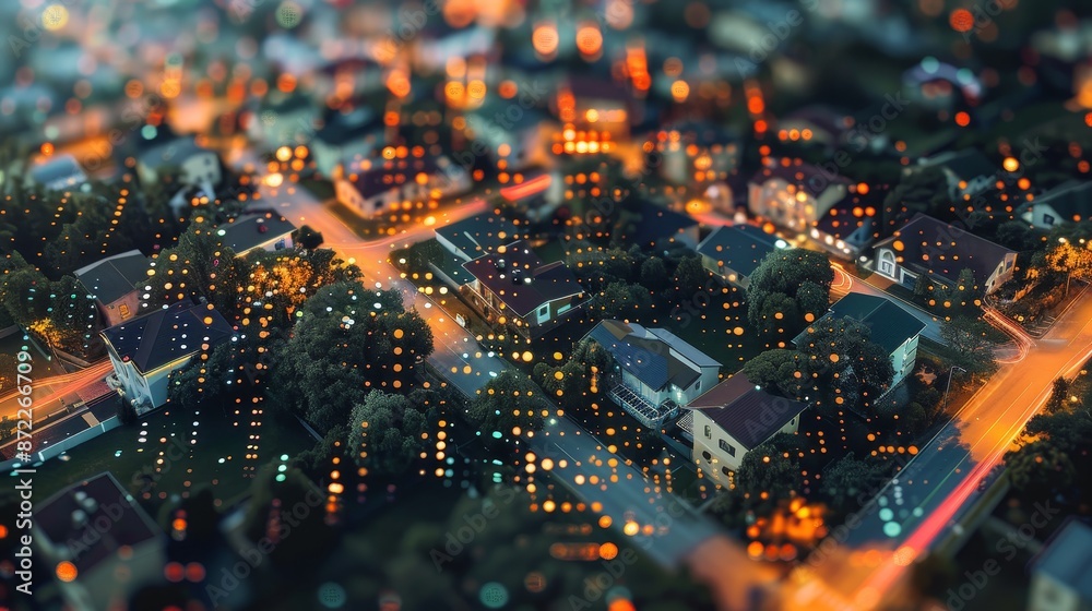Night City Lights Bokeh - Aerial View - Cityscape Night City Lights Bokeh - Aerial View - Cityscape