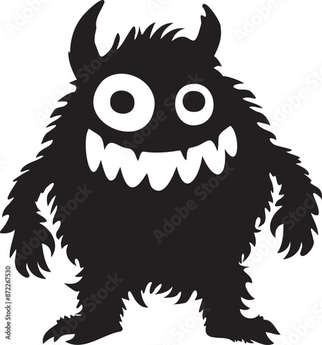 Cute monster silhouette on white background