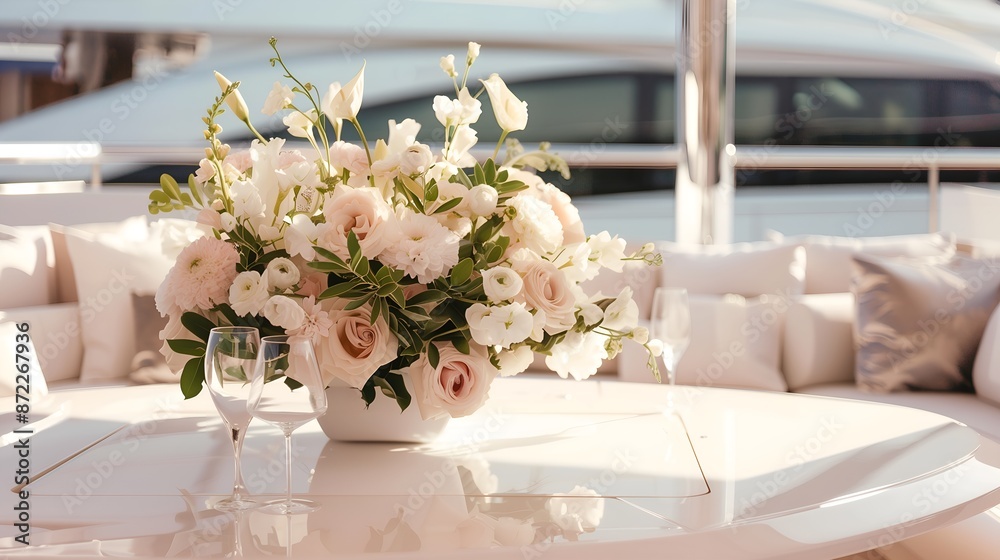 elegant floral arrangement on luxury yacht elegant floral arrangement on luxury yacht