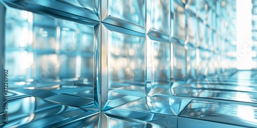 Abstract 3D background featuring a reflective glass surface, creating a modern and sophisticated visual effect