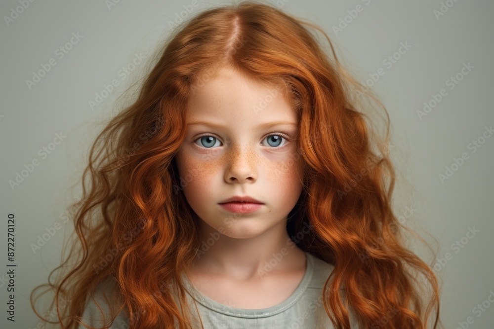 Portrait of a red-haired girl with freckles. Portrait of a red-haired girl with freckles.