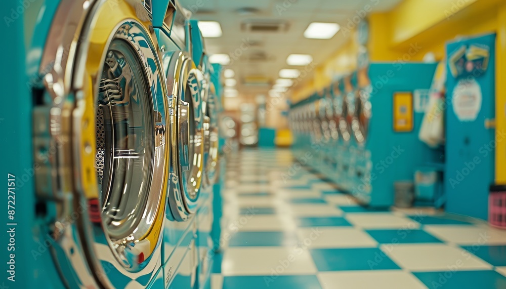 Fototapeta premium Detailed close up of contemporary washing machine with advanced smart control features