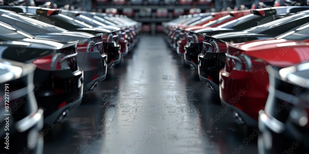 Fototapeta premium new cars rows