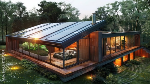 innovative home design that incorporates energy-efficient windows into its roof, maximizing natural light while maintaining energy efficiency