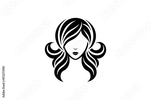 woman with hair style vector logo icon