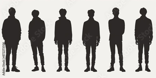 Unknown people silhouettes isolated on white background .