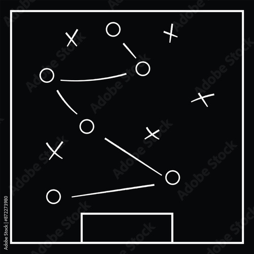 Sports tactics and strategy. Scheme of movement of team player. soccer tactic icon for football strategy. Eps 10.