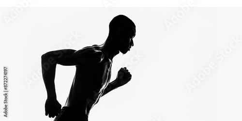 unrecognizable man silhouette doing exercise on isolated white background